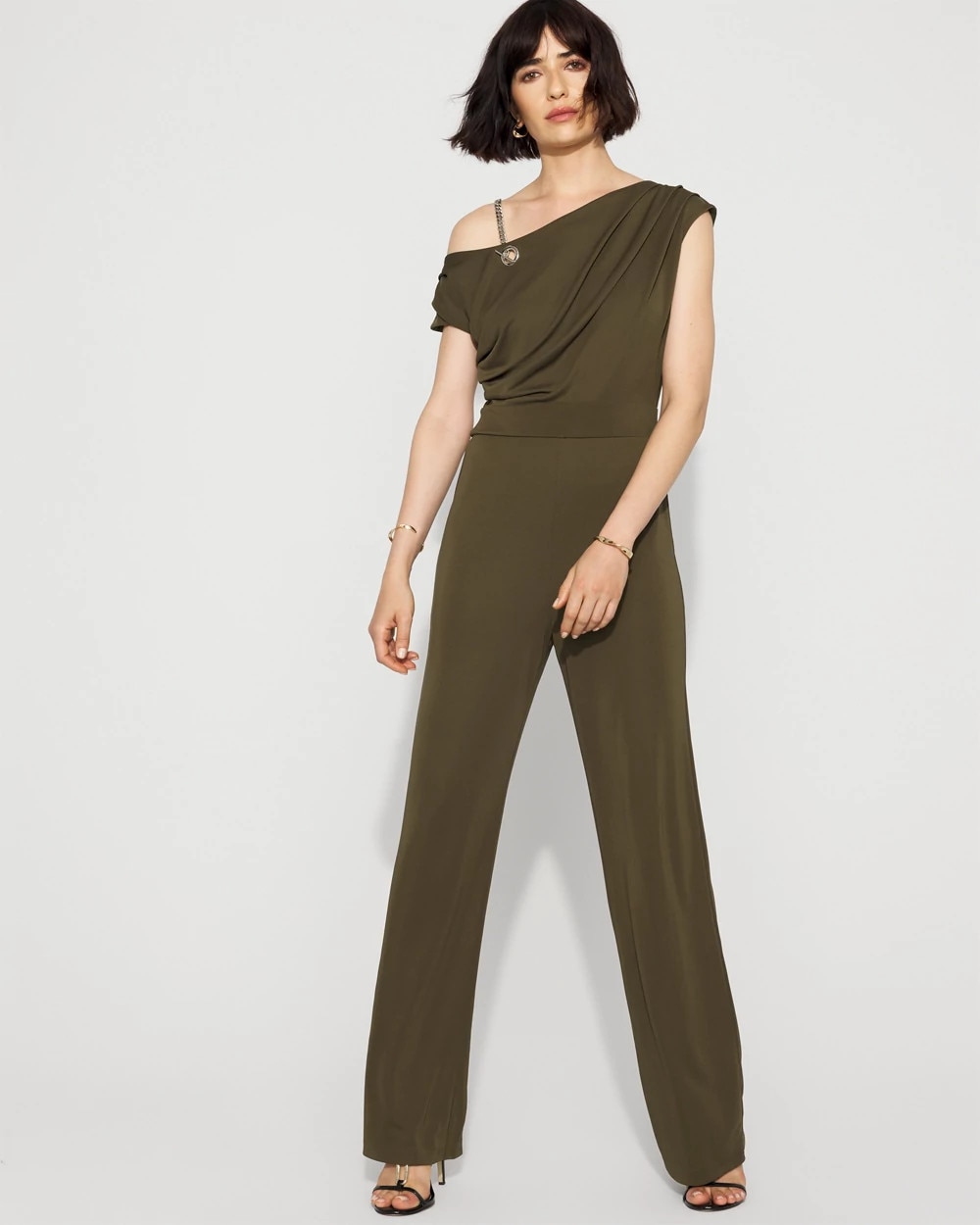 One-Shoulder Draped Jumpsuit | White House Black Market